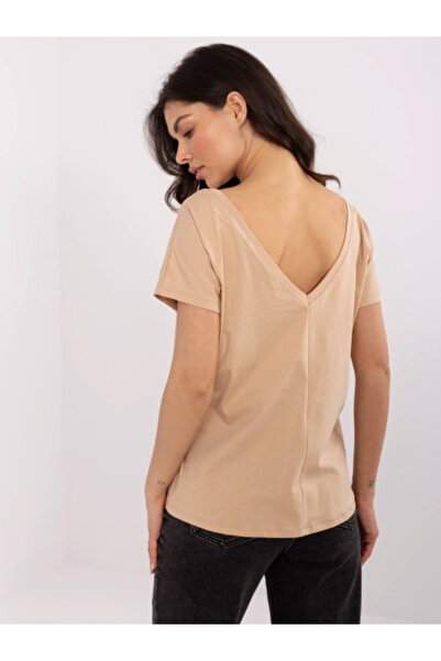 Basic Feel Good Tricou Dama Mini, Decolteu barcuta, BASIC FEEL GOOD, Camel Ca...