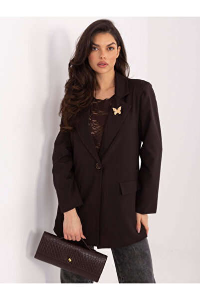 rue parıs Women's Jacket, RUE PARIS, Polyester, Long Sleeve, Dark Brown, mode...