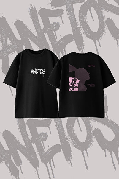 Anetos Ariana Grande_27 Design Back Printed Cotton Black Oversize T-Shirt