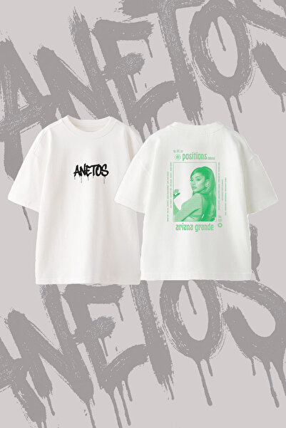 Anetos Ariana Grande_14 Design Back Printed Cotton White Oversize T-Shirt