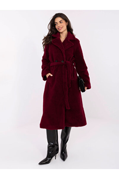Factory Price Palton Dama, Poliester, Maneca lunga, Bordo, model IT-97150.26