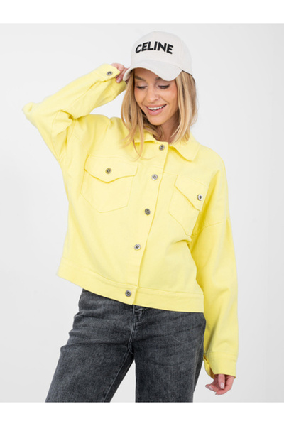 rue parıs Women's Jacket, RUE PARIS, Cotton, Long Sleeve, Yellow, model IT-KR...