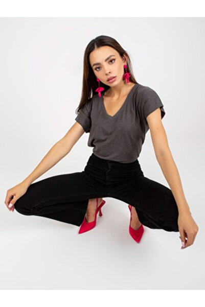 Basic Feel Good Tricou Dama Mini, Decolteu in V, BASIC FEEL GOOD, Gri Casual ...