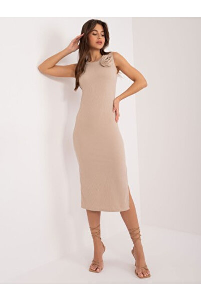 Italy Moda Rochie Dama, ITALY MODA, Poliester, Rochie creion, Bej inchis, mod...
