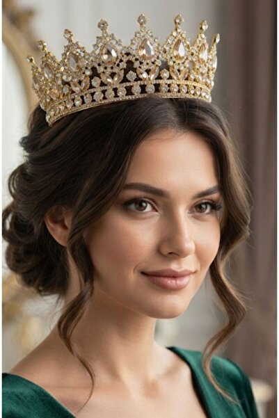 HOŞGÖR ACCESSORIES Special Series Water Drop Full Round Princess Cake Crown