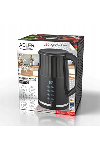 adler Fierbător electric cu LED, reglare temperatură, 1,7L, bază rotativă