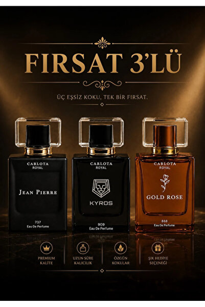CARLOTA Fırsat 3'lü Gold Rose - Jean Pierre - Kyros