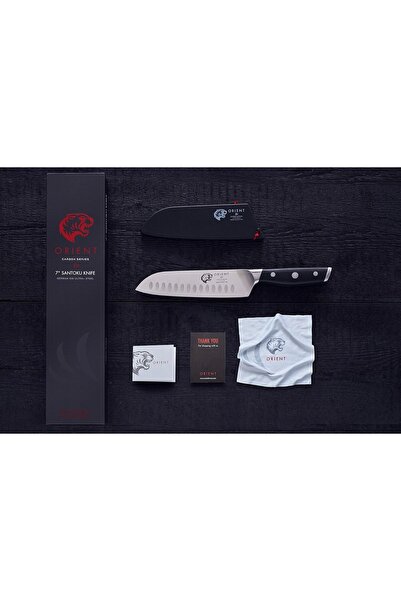 Orient Cuțit Santoku Chef Carbon, oțel X50 Ultra+, negru