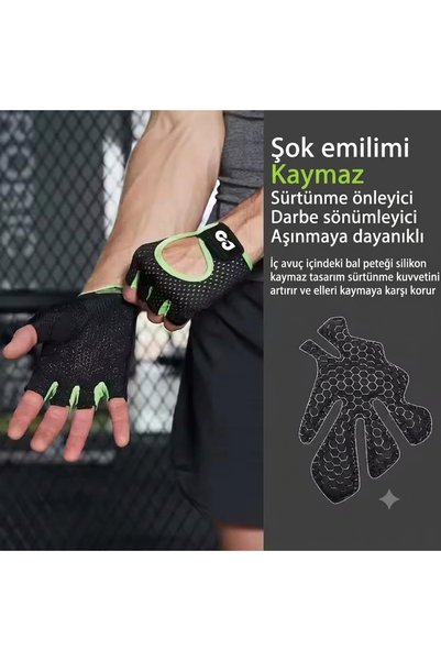 SkyWheel Short Finger Mesh Breathable Anti-Sweat Fitness Pilates Palm Anti-Slip Silicone Sports Gloves - Size m