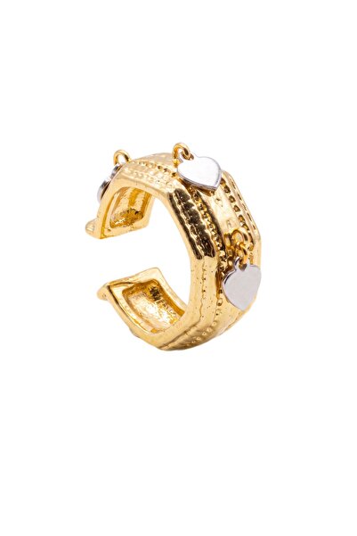 lissstudio Gold Köşeli Dokulu Pullu Kıkırdak Küpesi (Earcuff)
