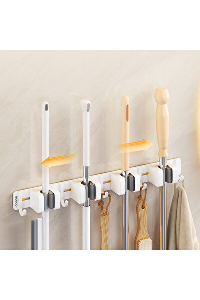 Miecoco Ecoco Adhesive Wall-Mounted Multi-Purpose Brush-Mop Holder