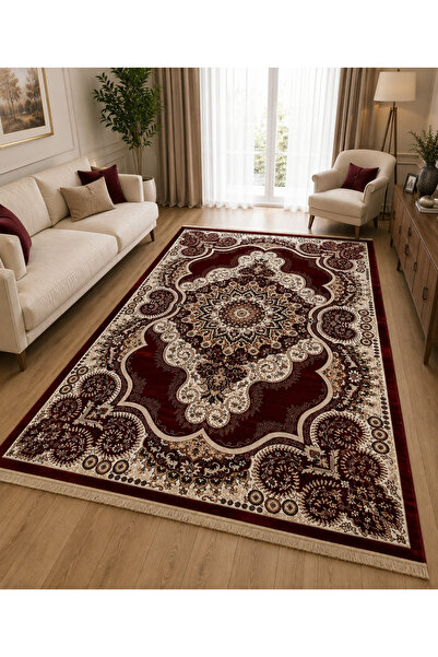 856-Bordo Semerkant Salon Oturma odası klasik Halı