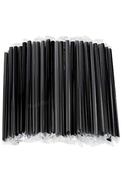 Duravel Black Plastic Drinking Straws, Individually Wrapped, 11mm x 210mm, 25...