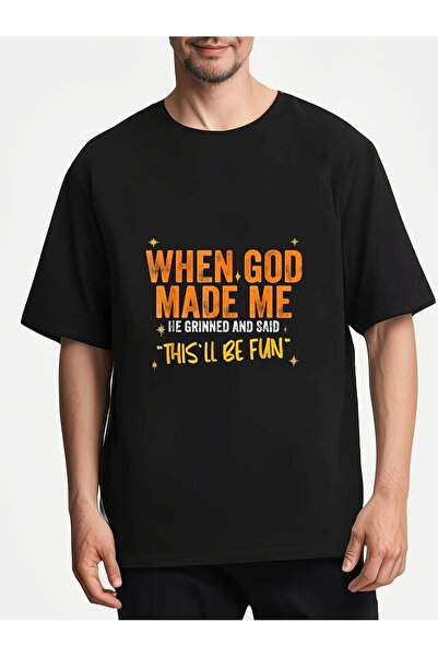 KYMC07 1pc Men's Christian T-Shirt When God Made Me He Grinned Said 'This'll ...