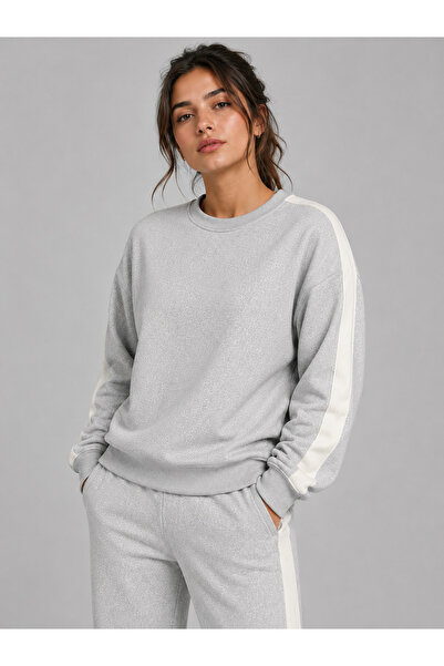 EYAX MODA Women's Striped Detsyli Crewneck Sweatshirt with Pockets