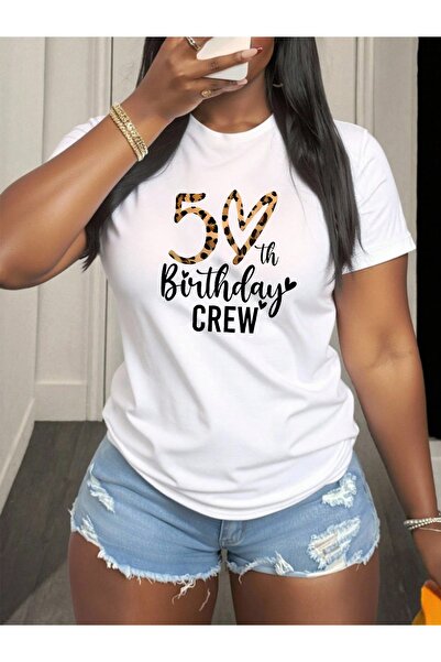 Astogria13 Round Neck Casual cotton T-Shirt Women,Printed 50th Birthday Crew ...