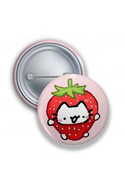 Choice 32mm Style 1 Cute Strawberry Cat Meow Meme Badges for Jewelry Accessor...