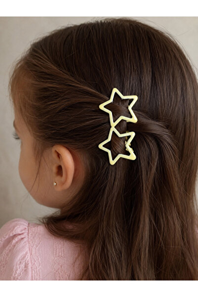 Bymiel Girl's Star-Shaped Snap Clip Set of 2 – Shiny Metal Hair Clip