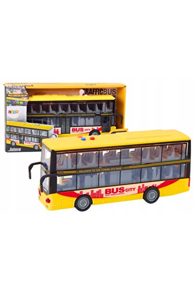 LeanToys Autobuz etajat 1:16 - Lumini, sunete, uși care se deschid, acționare...