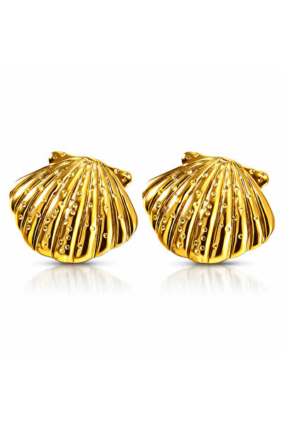 OEM Golden Shell earrings, stainless steel, with sea Collection, 18K gold plated