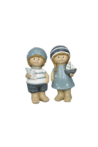 DecoDepot Child figurine in sailor costume, white/blue, 6x6x13 cm