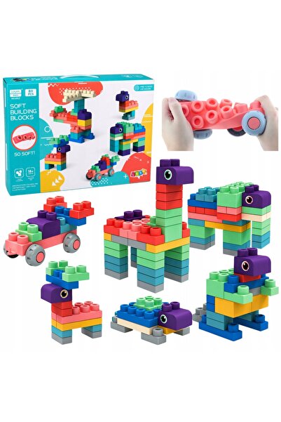 LeanToys Blocuri de construcție moi, senzoriale, din silicon, colorate, 80 buc.