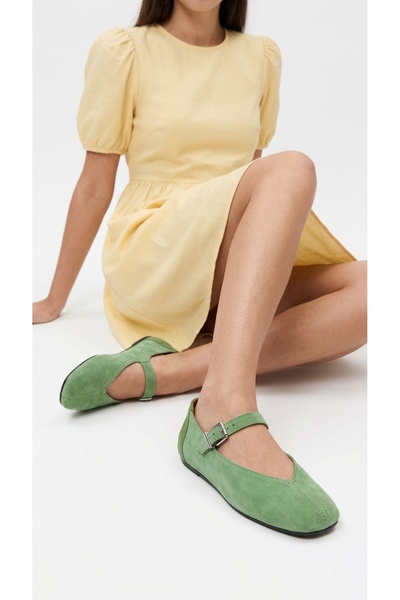 Eysha Tovex Women's Ballerina Shoes Suede Mary Jane Ankle Strap Belted Blunt ...