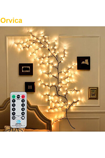 ORVİCA Dal Şeklinde LED Duvar Işığı Süsü Aplik 96 LED Sıcak Sarı Işıklı USB U...