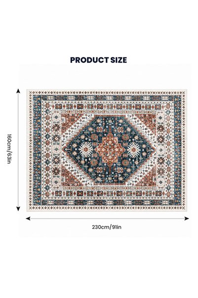 HI-FINE Machine Washable Persian Oriental Rug 2 Colors Non Slip Rubber Back Pet Friendly Thin Carpet For Majlis Living Bedroom