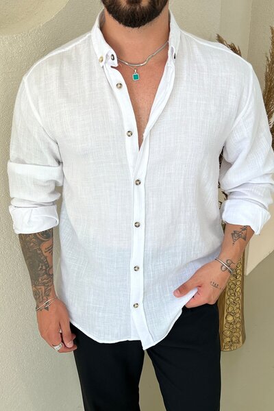 OUTFİT MAN Braided Oversize Shirt White