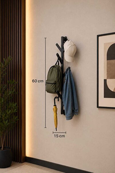 BRTWOODS Metal Duvar Askılığı Portmanto Askılık Siyah Modern Vestiyer Askısı