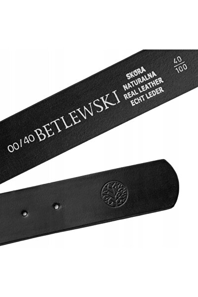 Betlewski Curea de damă din piele, lată, pentru blugi, cu cataramă aurie, cut...