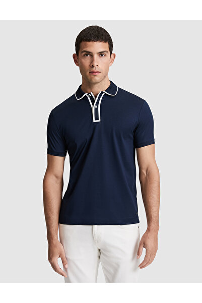 Pierre Cardin Navy Blue Slim Fit 100% Cotton Polo Collar T-Shirt 50321049-Vr033