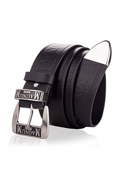 Betlewski Curea din piele pentru blugi MAGNUM, cu accesorii metalice, unisex,...