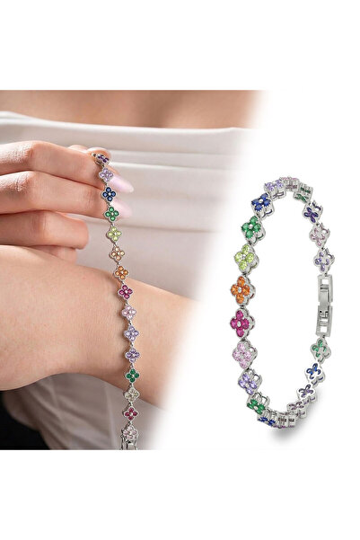 FM 💎   Premium Shiny Silver Color 8mm Chakra Stone Flower Model Women's Bijo...