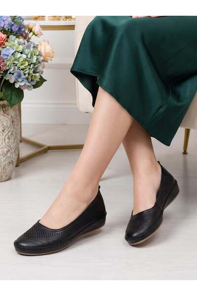 Capella 056 Black Genuine Soft Leather Anatomical Summer Women's Shoes
