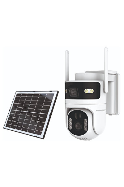 POWERTECH έξυπνη ηλιακή κάμερα PT-1547, διπλός φακός, 4MP, 4G, PTZ, SD, IP65