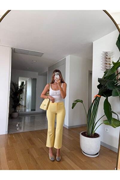 MERVE AKSOY Aveline Flare Kesim Pantolon - Sarı