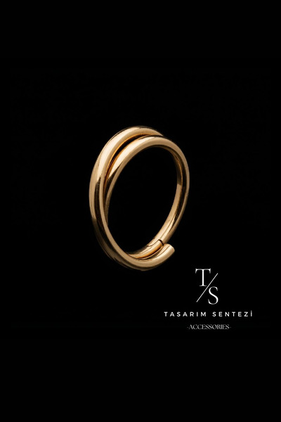 Tasarım Sentezi Piercing Çift Çapraz Sıra 8mm x 1.2mm Kilitli Halka Cerrahi Ç...