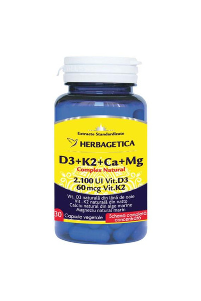 herbagetica Complex cu Vitamina D3, Vitamina K2, Calciu si Magneziu Herbageti...