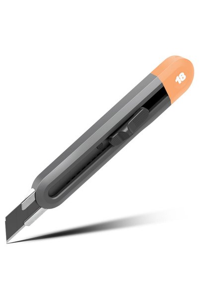 Deli κόφτης HT4018C με αυτόματο κλείδωμα, πλαστικός, 18mm, γκρι
