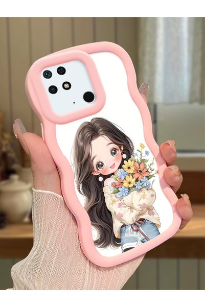 Hontinga Redmi 10C Compatible Case Camera Protector Pink Silicone Couple Phon...