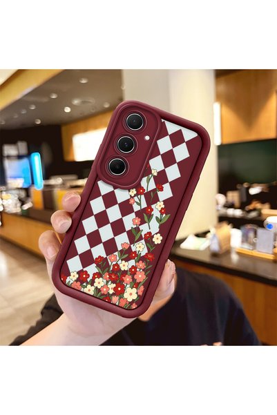 Hontinga Samsung Galaxy A55 Compatible Case Camera Protector Burgundy Silicon...