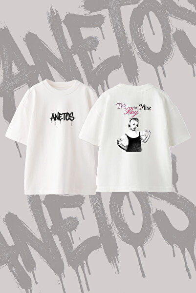 Anetos Ariana Grande_147 Design Back Printed Cotton White Oversize T-Shirt