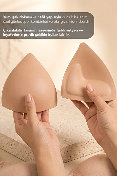 Juene Destekleyici Göğüs Pedi - Dolgunlaştırıcı Push Up Yarım Dolgulu Sütyen Bikini Mayo Destek Pedi Bej