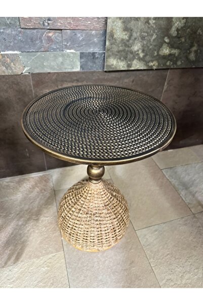 OEM Măsuță laterală decorativă din metal cu finisaj bronz antic – stil Medite...