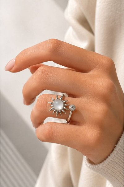 BALVORA VENTO Women's Steel Sun Stress Ring Adjustable Color Does Not Fade