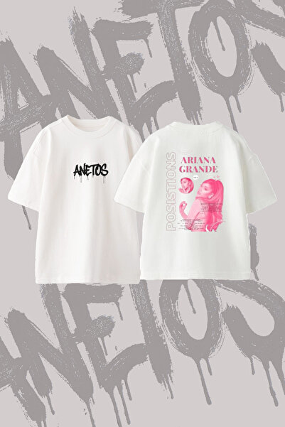 Anetos Ariana Grande_102 Design Back Printed Cotton White Oversize T-Shirt