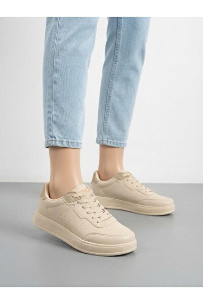 Lütfi Women's Beige Sneaker Daily Orthopedic Sole Walking Sports Shoes