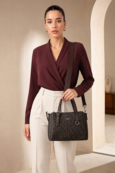 Just Polo Women's Hand and Shoulder Bag with Logo, Multi-Compartment, Zippere...